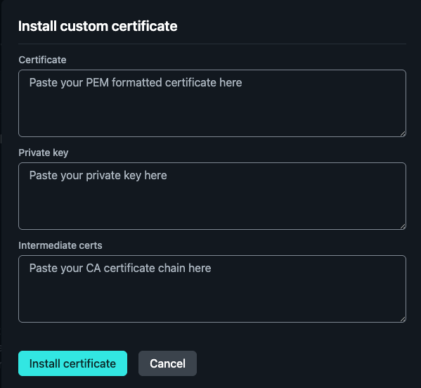 Cert Textfields