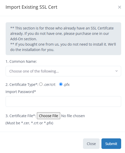 Cert Upload