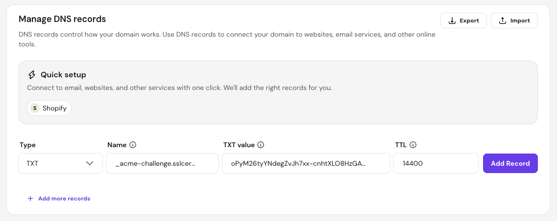 Certbot DNS Record